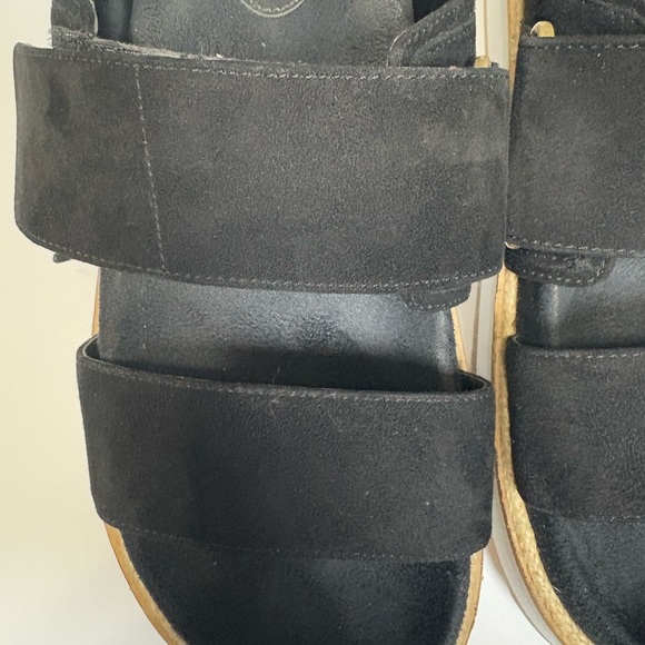 Cole Haan Black Suede Double-Strap Platform Sandals. Velcro Straps for Comfort. - Picture 4 of 13